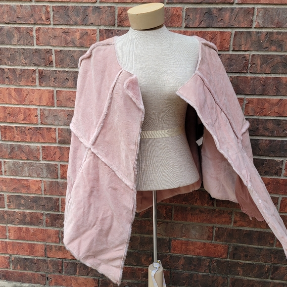 NWT Wilsons Maxima - Size L/XL Pink Suede Leather Poncho Cape Coat - Picture 2 of 16